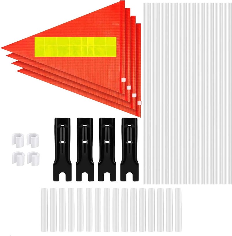 Jippedea Bike Flag,6 Ft Bicycle Flags with Pole and Mounting Bracket,Bike Safety Flag with Reflective Strip to Night Safety,Adjustable High Visibility Waterproof Bicycle Trailer Safety Flags for Kids,Adults(4 Sets) - Image 1